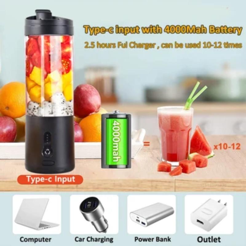 Portable Mini  USB Rechargeable Juicer Blender 4 Blades Electric Blender