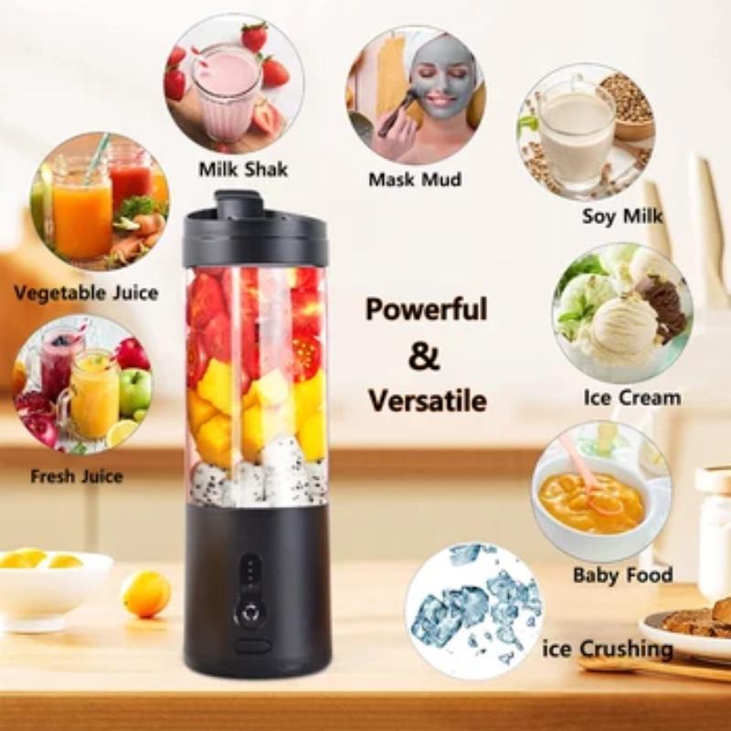 Portable Mini  USB Rechargeable Juicer Blender 4 Blades Electric Blender