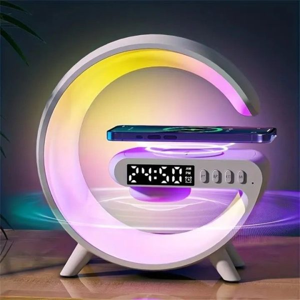 G63 4-in-1 RGB Bluetooth Speaker – LED Night Light, Alarm Clock, Desk Lamp & Wireless Charging